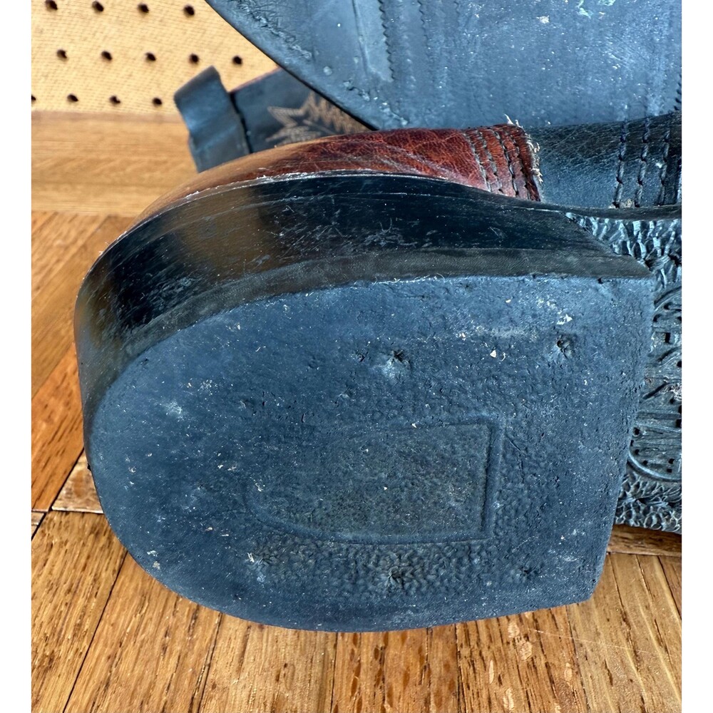 Vintage Abilene Two-Tone Leather Packer Boots | Lace-Up Western Kiltie Boots - Picture 9 of 9